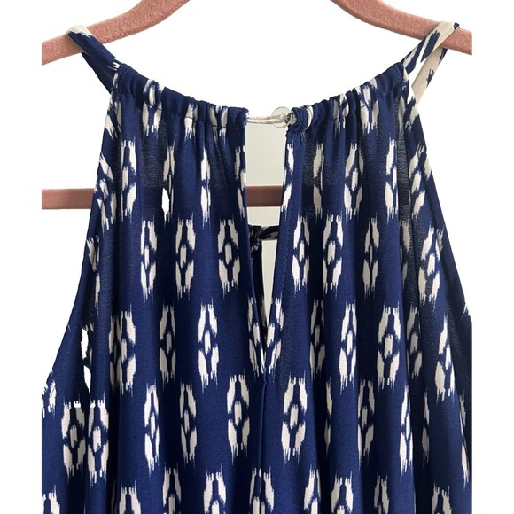 Blue and White Patterned Maxi Dress Patterned Size 6 Wedding Guest Shower Boho - Picture 8 of 9